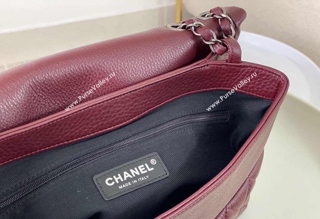 Chanel Classic Calfskin Flap Bag Burgundy 2023 A07095 (sm-231111075)