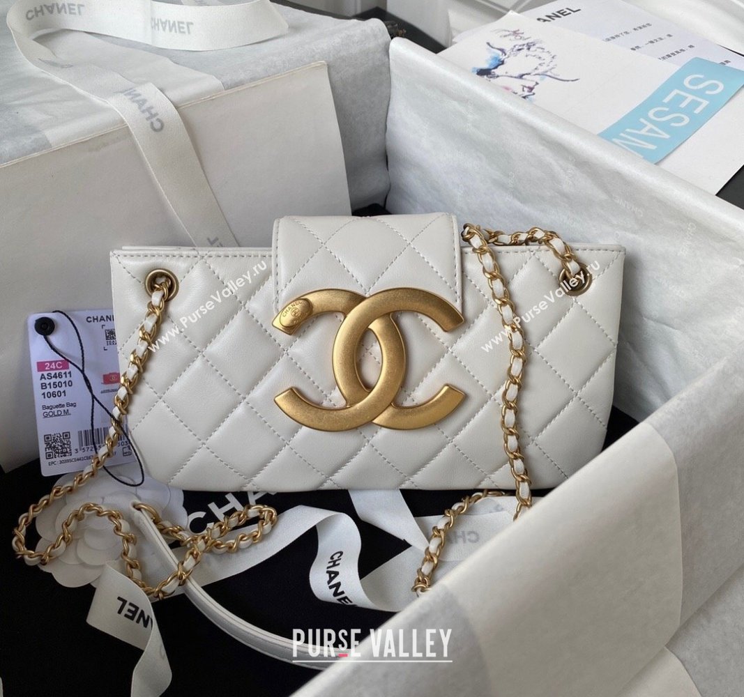 Chanel Baguette Lambskin Bag AS4611 White 2023 (yezi-231127025)