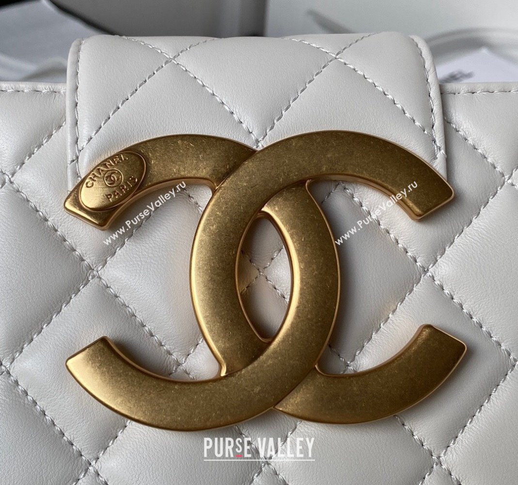 Chanel Bucket Lambskin Bag AS4596 White 2023 (yezi-231127028)