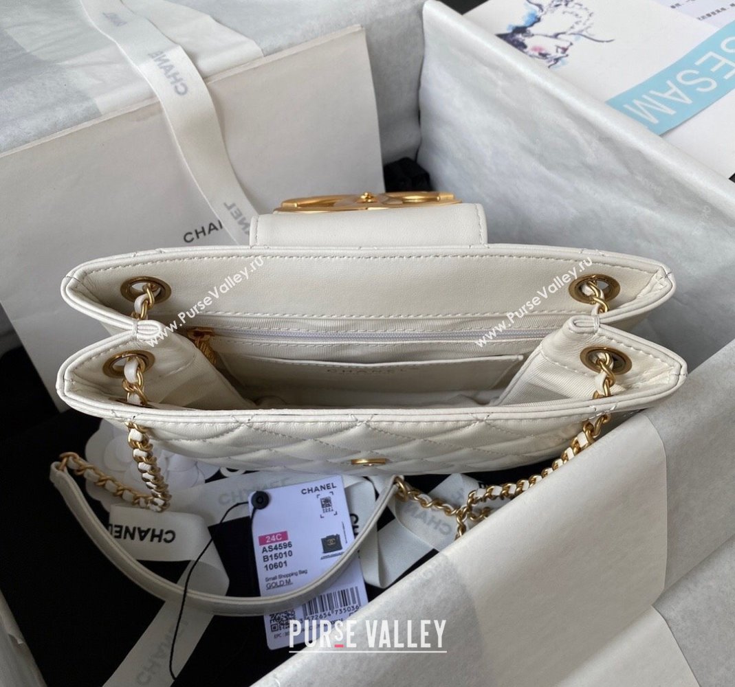 Chanel Bucket Lambskin Bag AS4596 White 2023 (yezi-231127028)