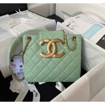 Chanel Bucket Lambskin Bag AS4596 Light Green 2023 (yezi-231127029)