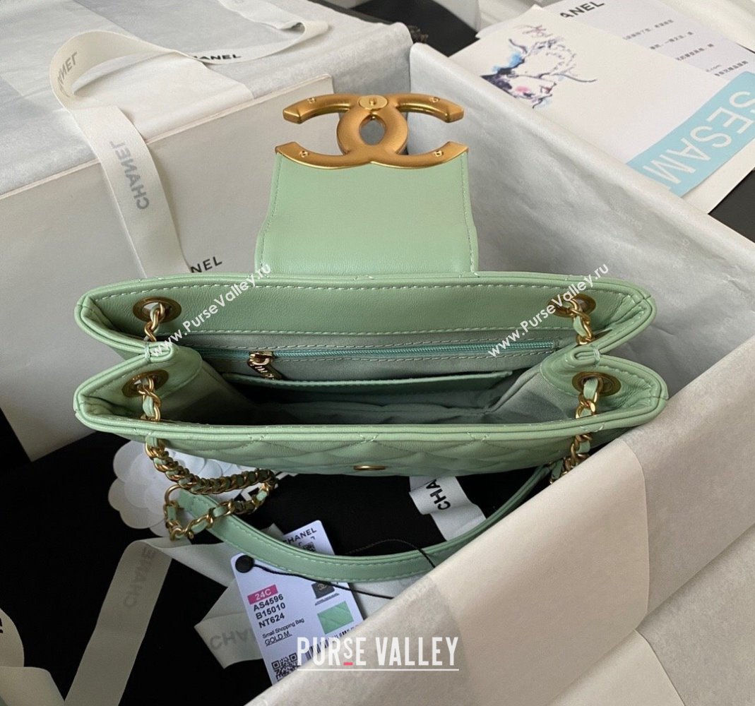 Chanel Bucket Lambskin Bag AS4596 Light Green 2023 (yezi-231127029)