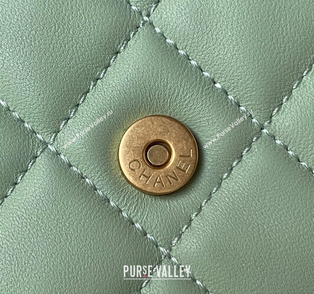 Chanel Bucket Lambskin Bag AS4596 Light Green 2023 (yezi-231127029)