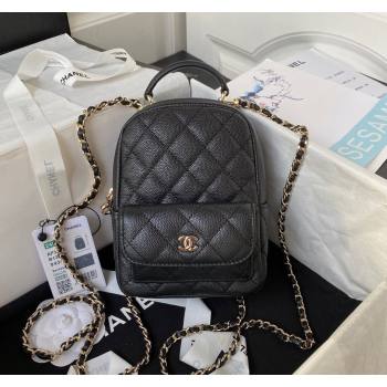 Chanel Grained Calfskin Mini Backpack Bag with Chain AP3573 Black 2023 (yezi-231127044)