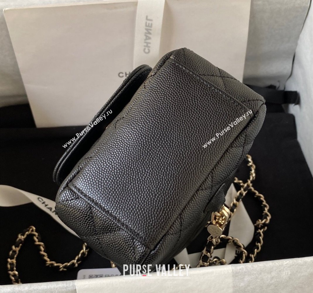 Chanel Grained Calfskin Mini Backpack Bag with Chain AP3573 Black 2023 (yezi-231127044)