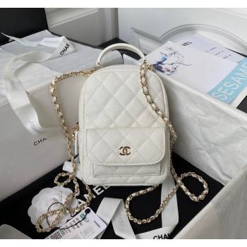 Chanel Grained Calfskin Mini Backpack Bag with Chain AP3573 White 2023 (yezi-231127045)