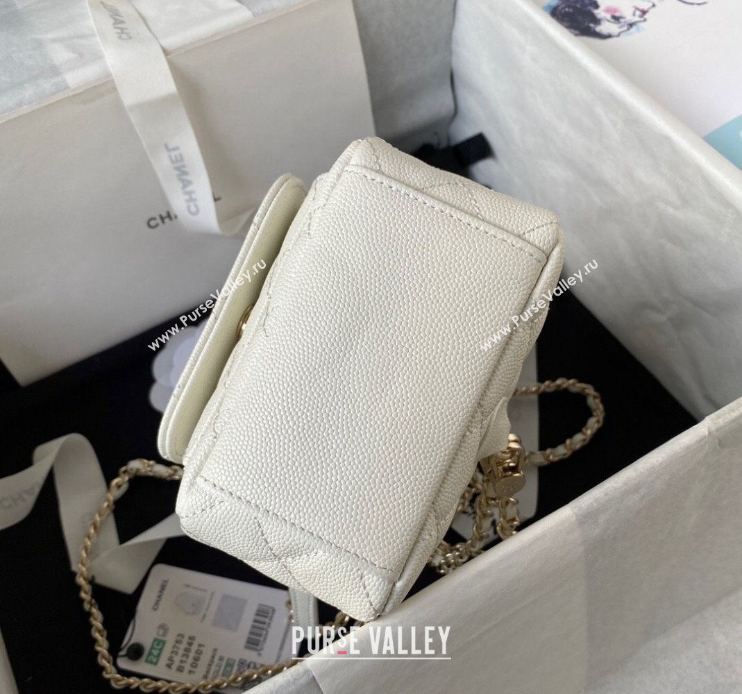 Chanel Grained Calfskin Mini Backpack Bag with Chain AP3573 White 2023 (yezi-231127045)