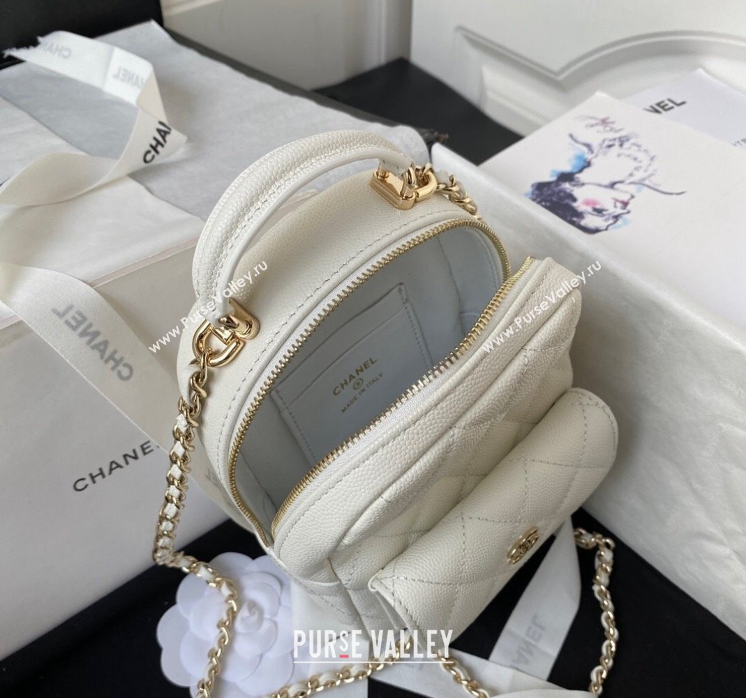 Chanel Grained Calfskin Mini Backpack Bag with Chain AP3573 White 2023 (yezi-231127045)