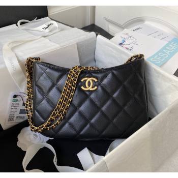 Chanel Grained Calfskin Hobo Bag AS4612 Black 2023 (yezi-231127046)