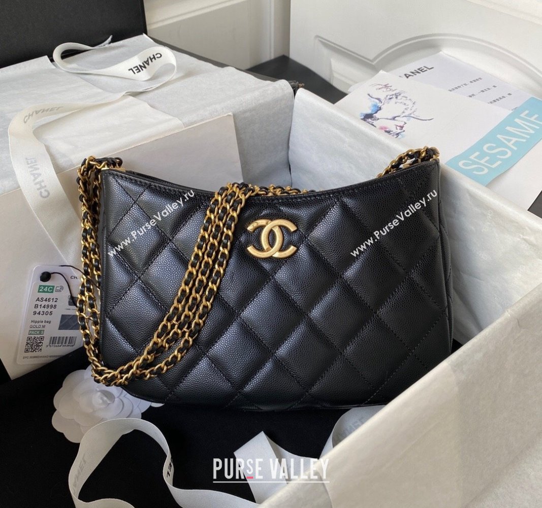 Chanel Grained Calfskin Hobo Bag AS4612 Black 2023 (yezi-231127046)