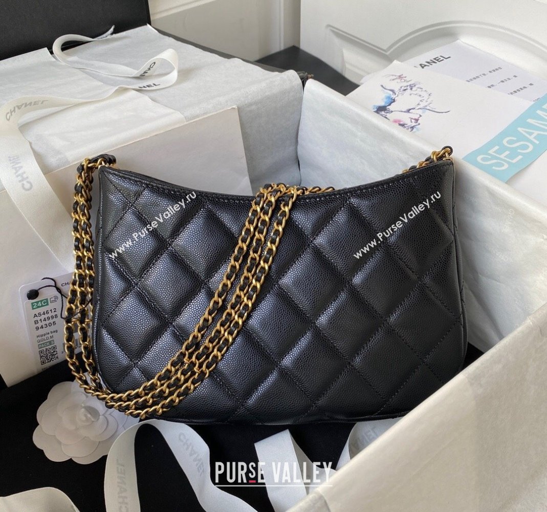 Chanel Grained Calfskin Hobo Bag AS4612 Black 2023 (yezi-231127046)