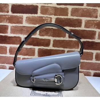 Gucci Horsebit 1955 Leather Shoulder Bag 764155 Grey 2023 (DLH-231128113)