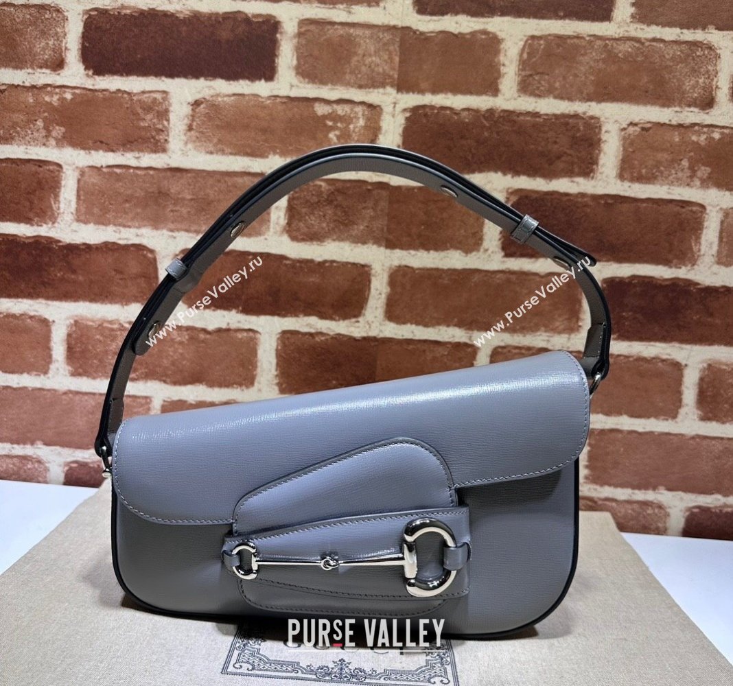 Gucci Horsebit 1955 Leather Shoulder Bag 764155 Grey 2023 (DLH-231128113)