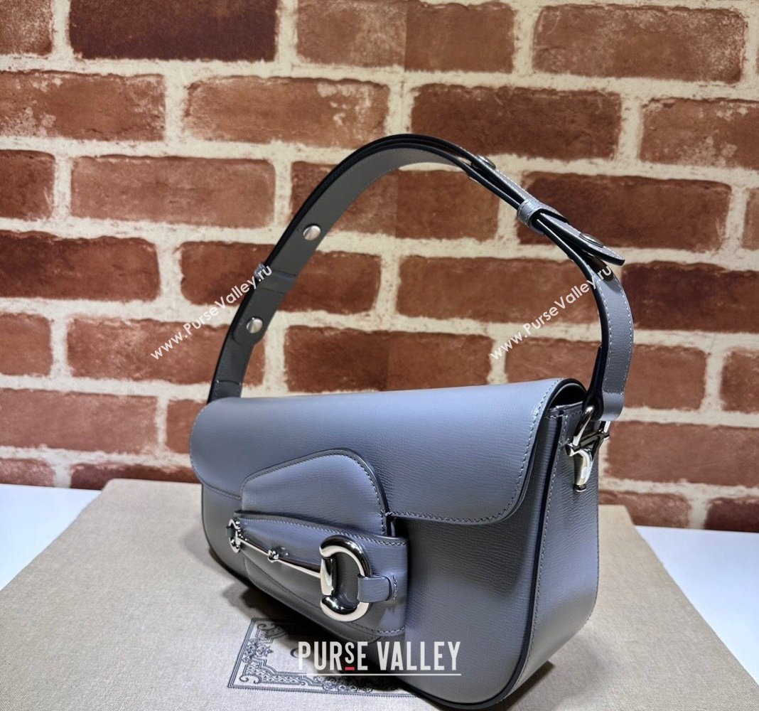 Gucci Horsebit 1955 Leather Shoulder Bag 764155 Grey 2023 (DLH-231128113)