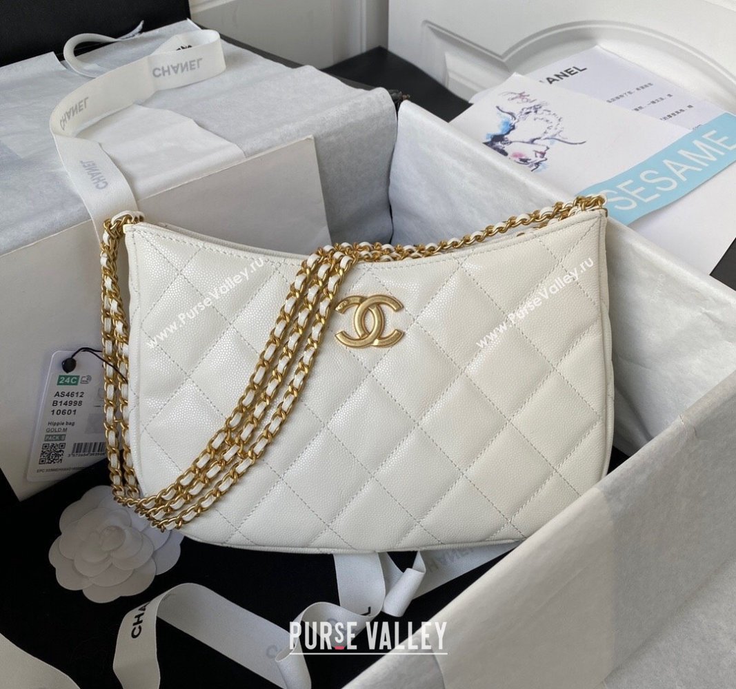 Chanel Grained Calfskin Hobo Bag AS4612 White 2023 (yezi-231127047)