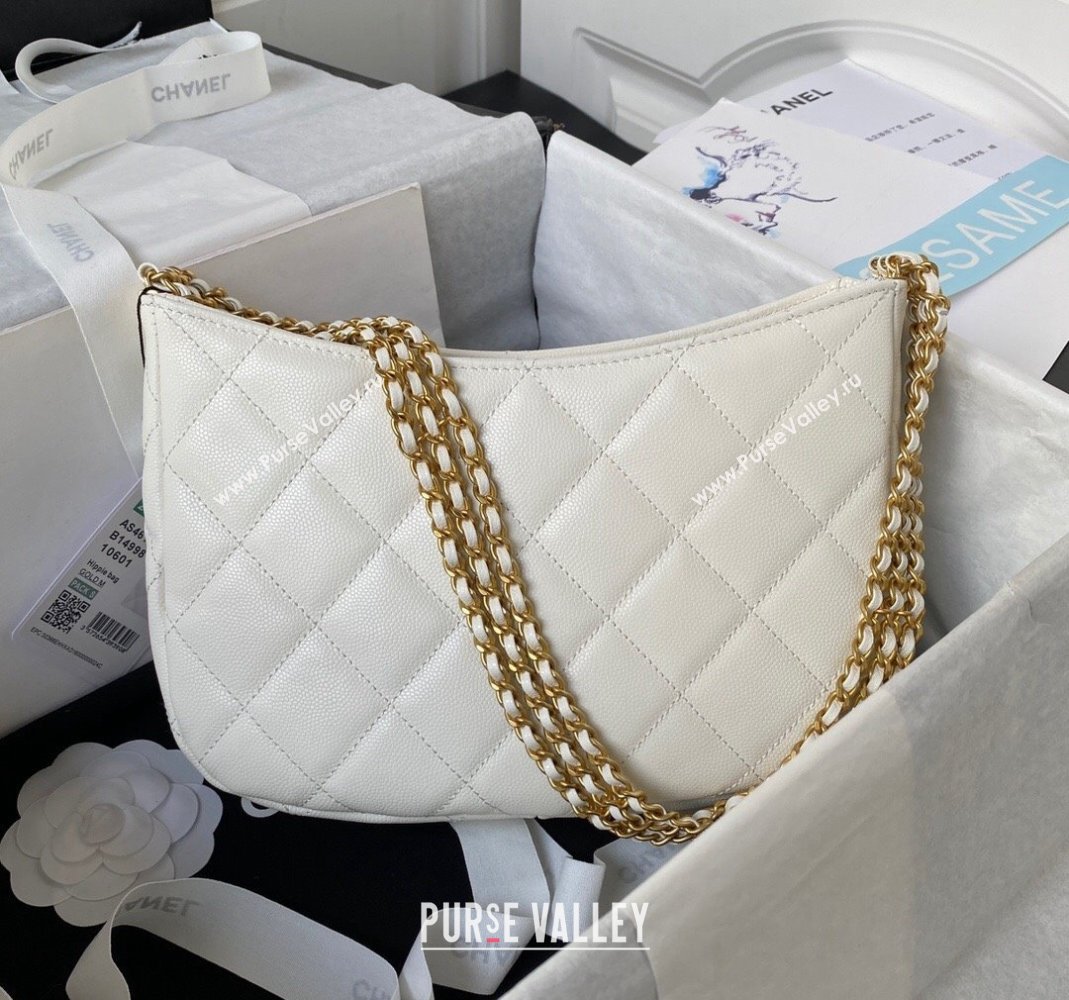 Chanel Grained Calfskin Hobo Bag AS4612 White 2023 (yezi-231127047)