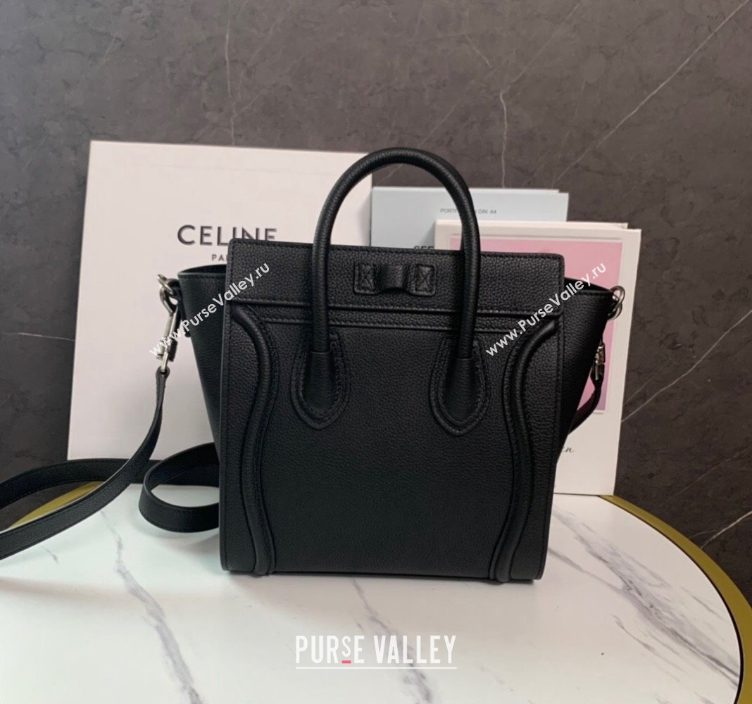 Celine Nano Luggage Bag in Drummed Calfskin Black 2023 189243 (HF-231129001)