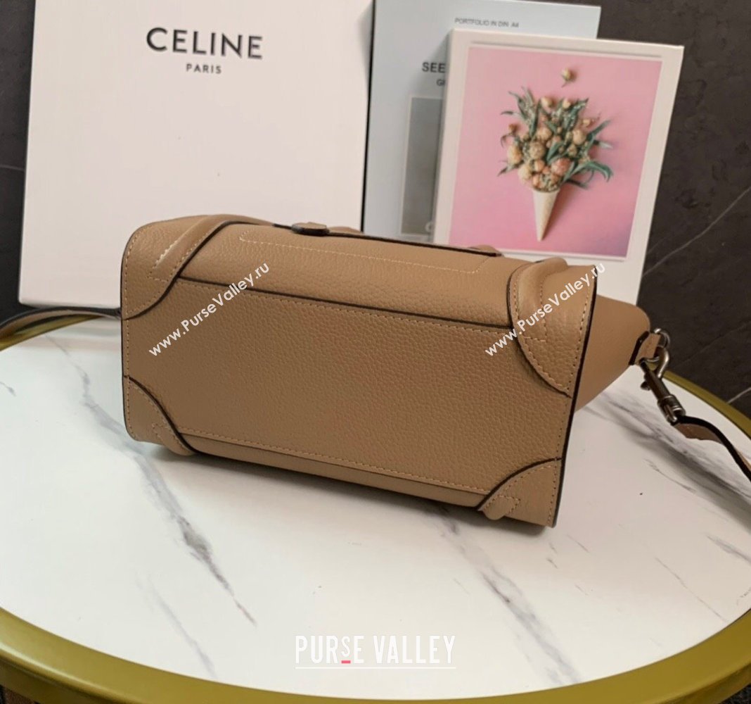 Celine Nano Luggage Bag in Drummed Calfskin Light Brown 2023 189243 (HF-231129002)