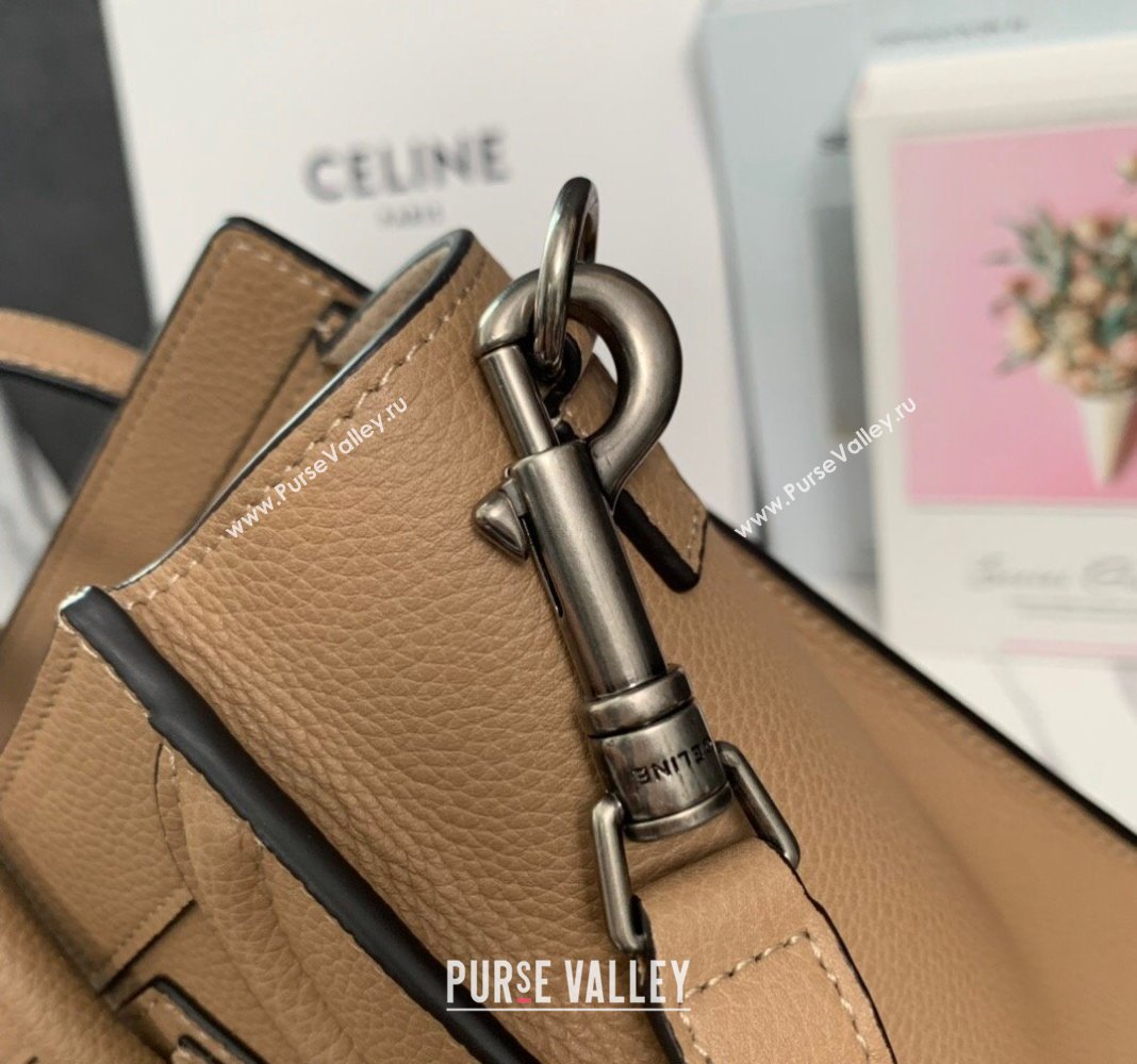 Celine Nano Luggage Bag in Drummed Calfskin Light Brown 2023 189243 (HF-231129002)