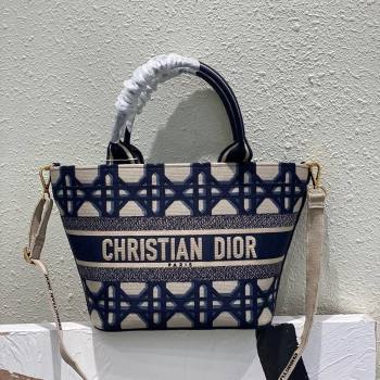 Dior Hat Basket Bag in Beige and Blue Macrocannage Embroidery 2023 (BF-231129057)