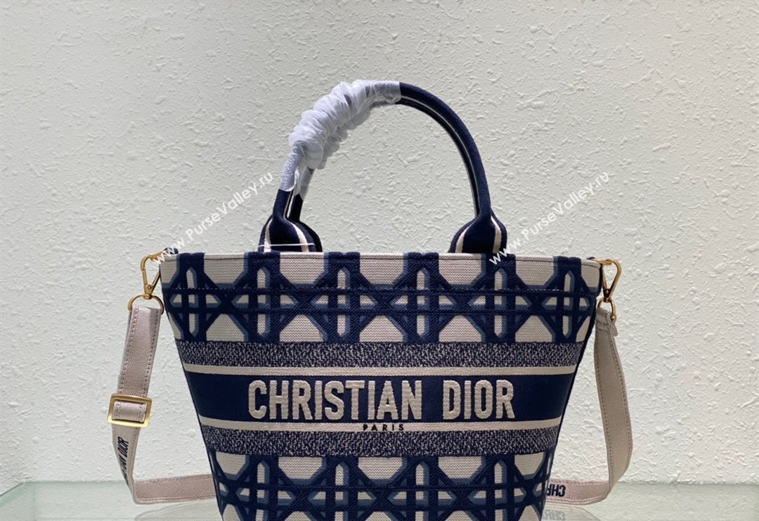 Dior Hat Basket Bag in Beige and Blue Macrocannage Embroidery 2023 (BF-231129057)