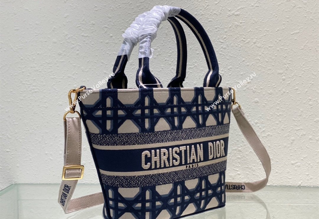 Dior Hat Basket Bag in Beige and Blue Macrocannage Embroidery 2023 (BF-231129057)