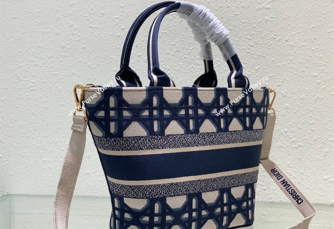 Dior Hat Basket Bag in Beige and Blue Macrocannage Embroidery 2023 (BF-231129057)