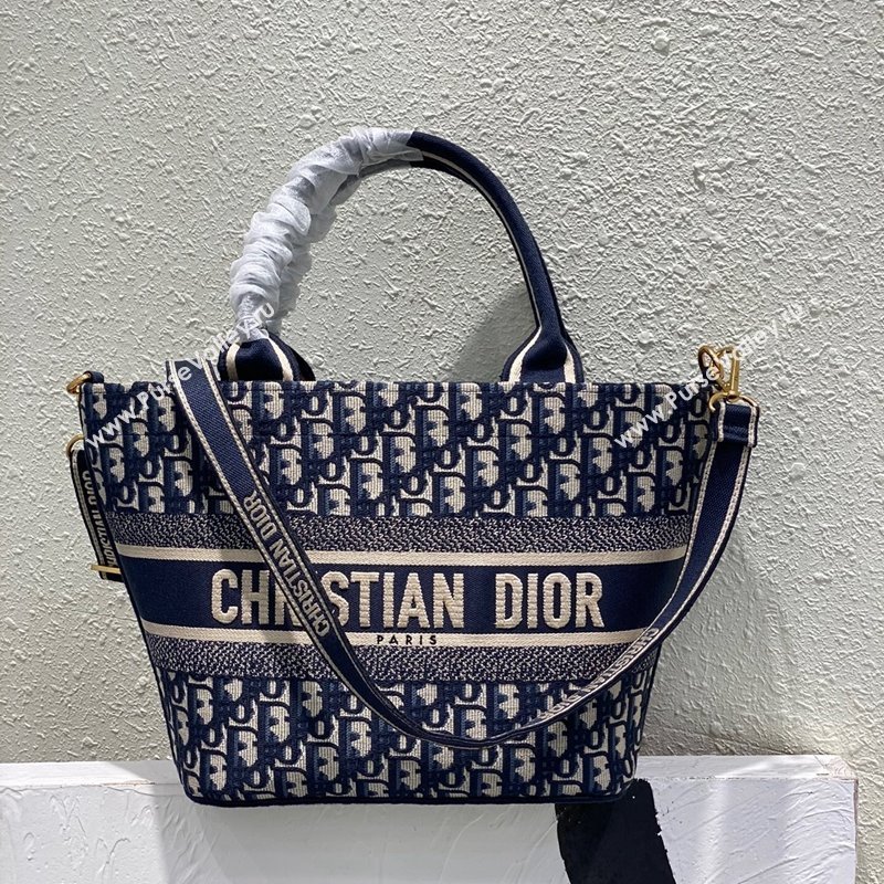 Dior Hat Basket Bag in Blue Dior Oblique Embroidery 2023 (BF-231129058)