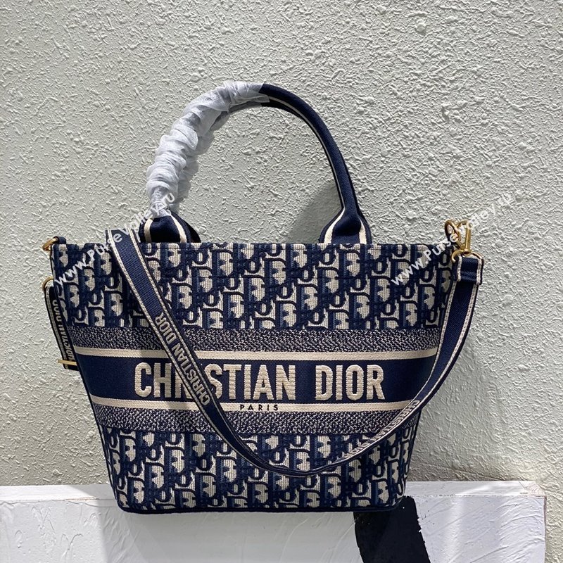 Dior Hat Basket Bag in Blue Dior Oblique Embroidery 2023 (BF-231129058)