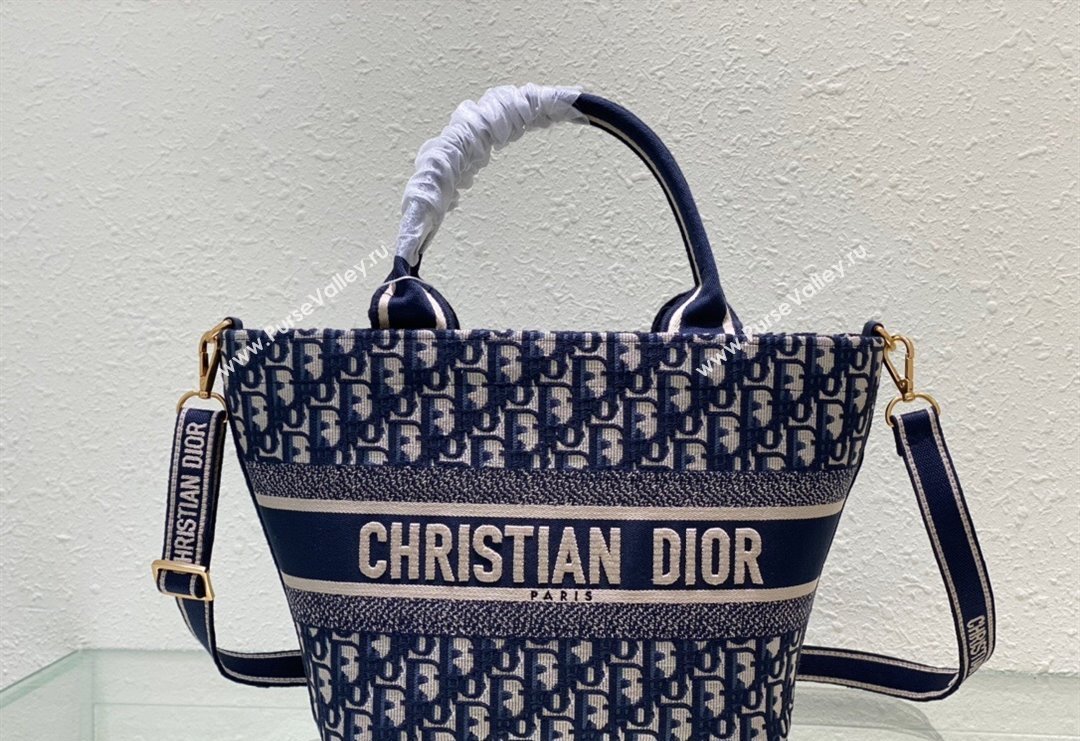 Dior Hat Basket Bag in Blue Dior Oblique Embroidery 2023 (BF-231129058)