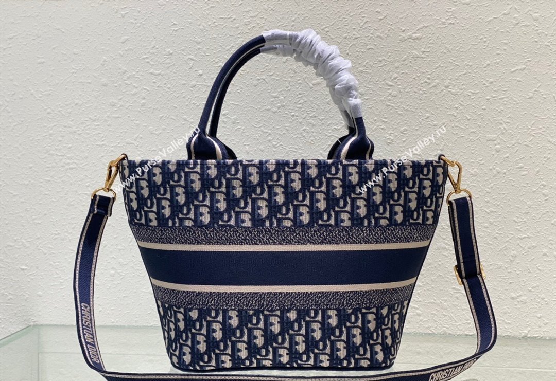 Dior Hat Basket Bag in Blue Dior Oblique Embroidery 2023 (BF-231129058)