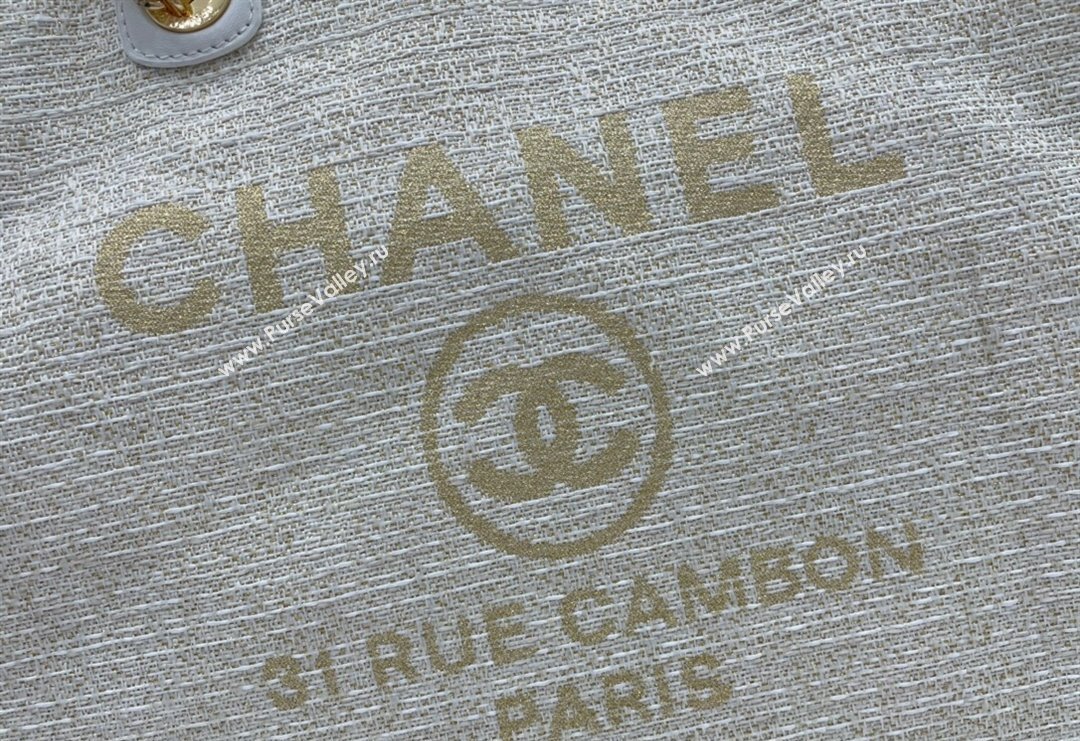 Chanel Deauville Mixed Fibers Large Shopping Bag White/Gold 2023 A66941 (yezi-231127063)