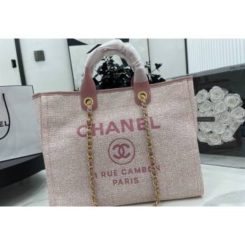 Chanel Deauville Mixed Fibers Large Shopping Bag Pink/Light Gold 2023 A66941 (yezi-231127064)