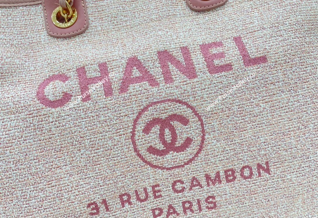 Chanel Deauville Mixed Fibers Large Shopping Bag Pink/Light Gold 2023 A66941 (yezi-231127064)