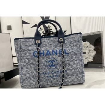 Chanel Deauville Mixed Fibers Large Shopping Bag New Blue 2023 A66941 (yezi-231127066)