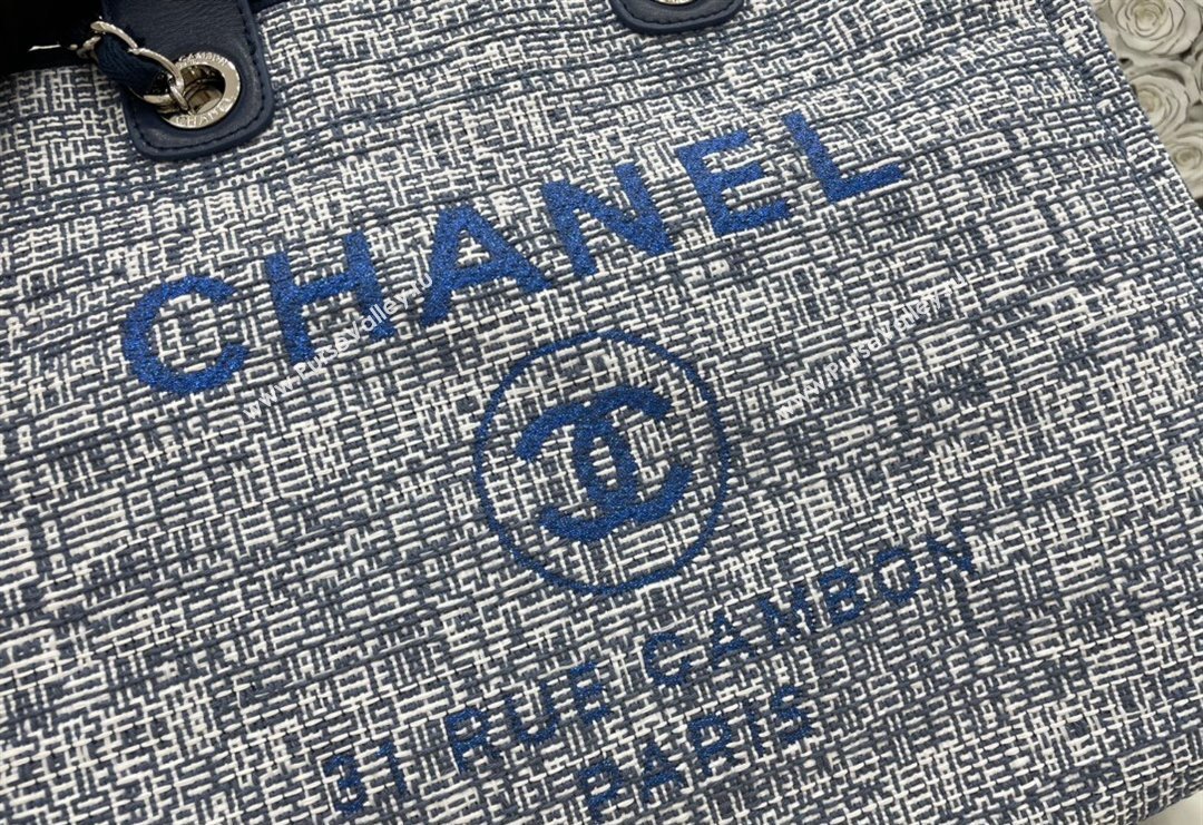 Chanel Deauville Mixed Fibers Large Shopping Bag New Blue 2023 A66941 (yezi-231127066)