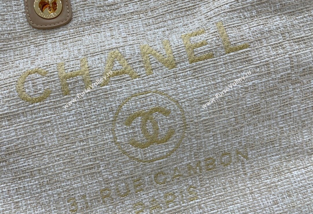 Chanel Deauville Mixed Fibers Large Shopping Bag Apricot/Gold 2023 A66941 (yezi-231127067)