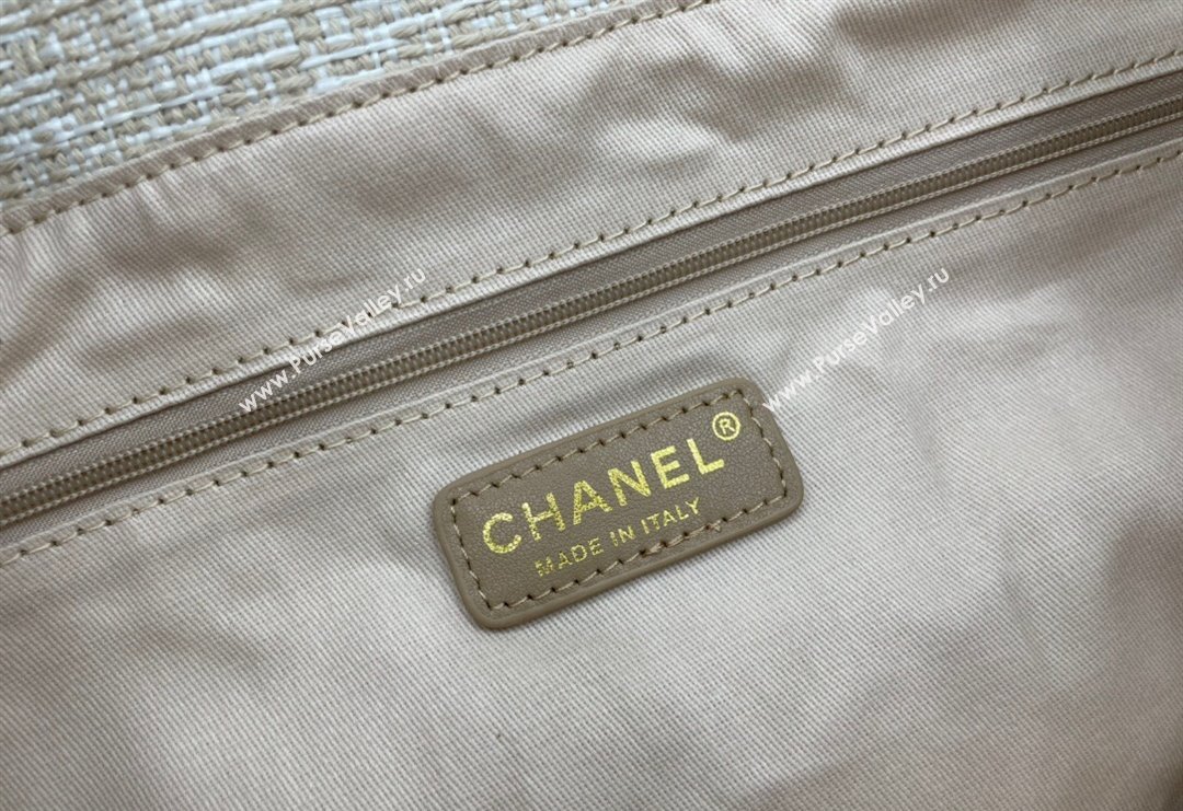 Chanel Deauville Mixed Fibers Large Shopping Bag Apricot/Gold 2023 A66941 (yezi-231127067)