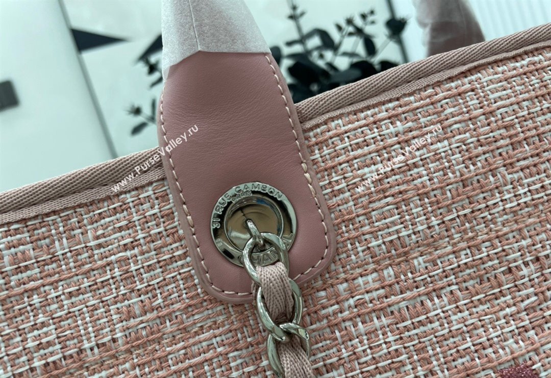 Chanel Deauville Mixed Fibers Large Shopping Bag Pink/White 2023 A66941 (yezi-231127068)