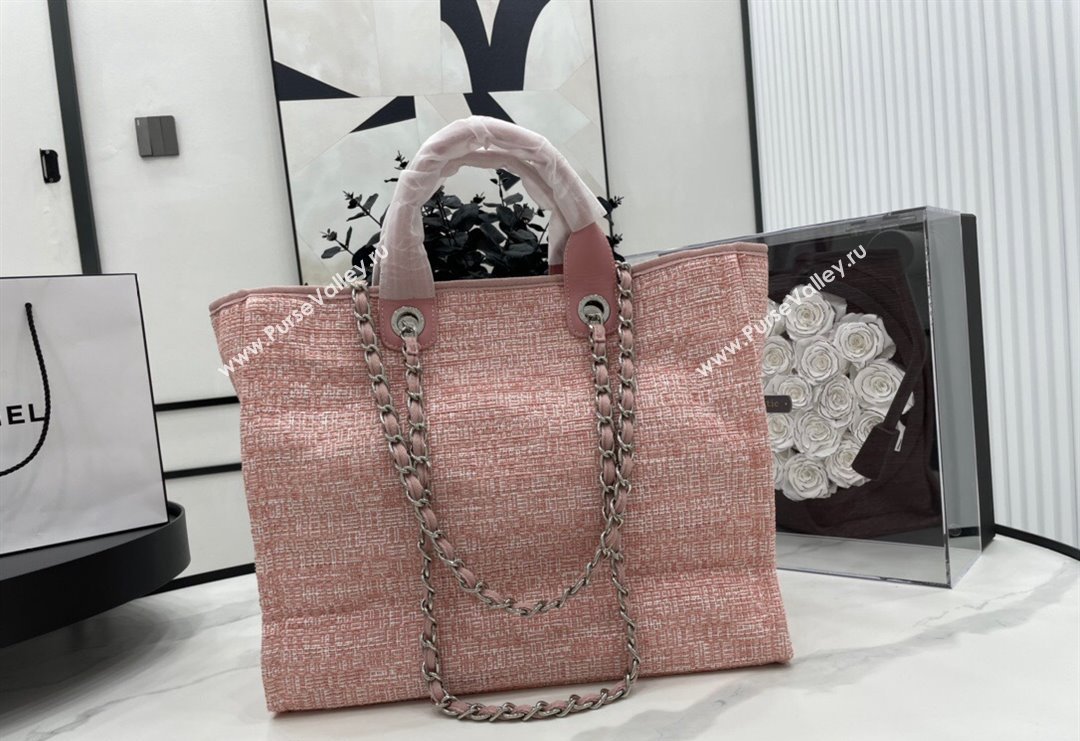 Chanel Deauville Mixed Fibers Large Shopping Bag Pink/White 2023 A66941 (yezi-231127068)