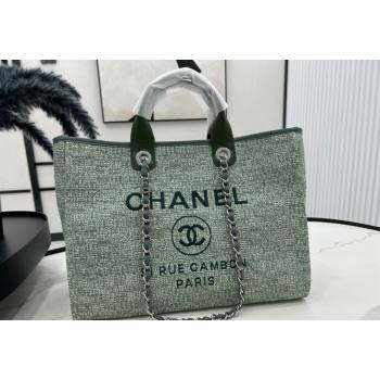 Chanel Deauville Mixed Fibers Large Shopping Bag Green/White 2023 A66941 (yezi-231127069)