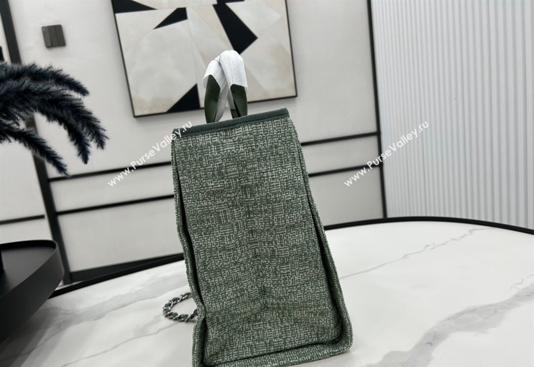 Chanel Deauville Mixed Fibers Large Shopping Bag Green/White 2023 A66941 (yezi-231127069)