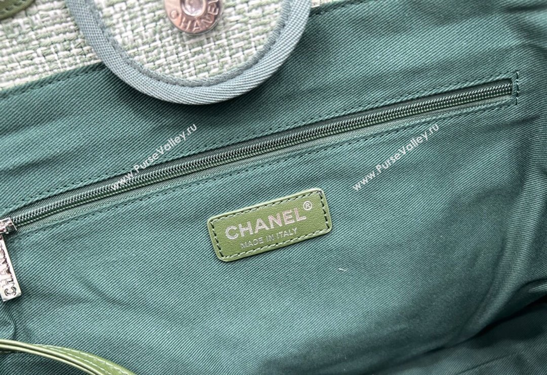 Chanel Deauville Mixed Fibers Large Shopping Bag Green/White 2023 A66941 (yezi-231127069)