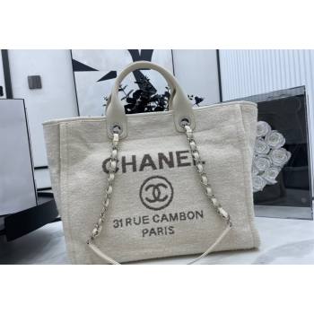 Chanel Deauville Wool Large Shopping Bag White 2023 A66941 (yezi-231127071)