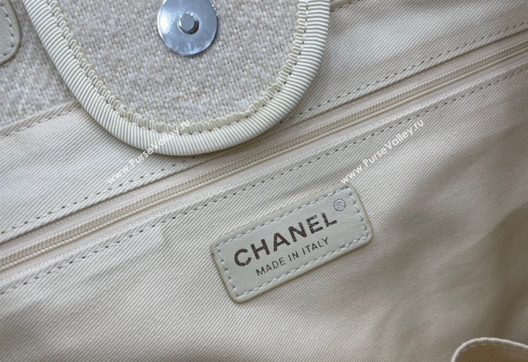 Chanel Deauville Wool Large Shopping Bag White 2023 A66941 (yezi-231127071)