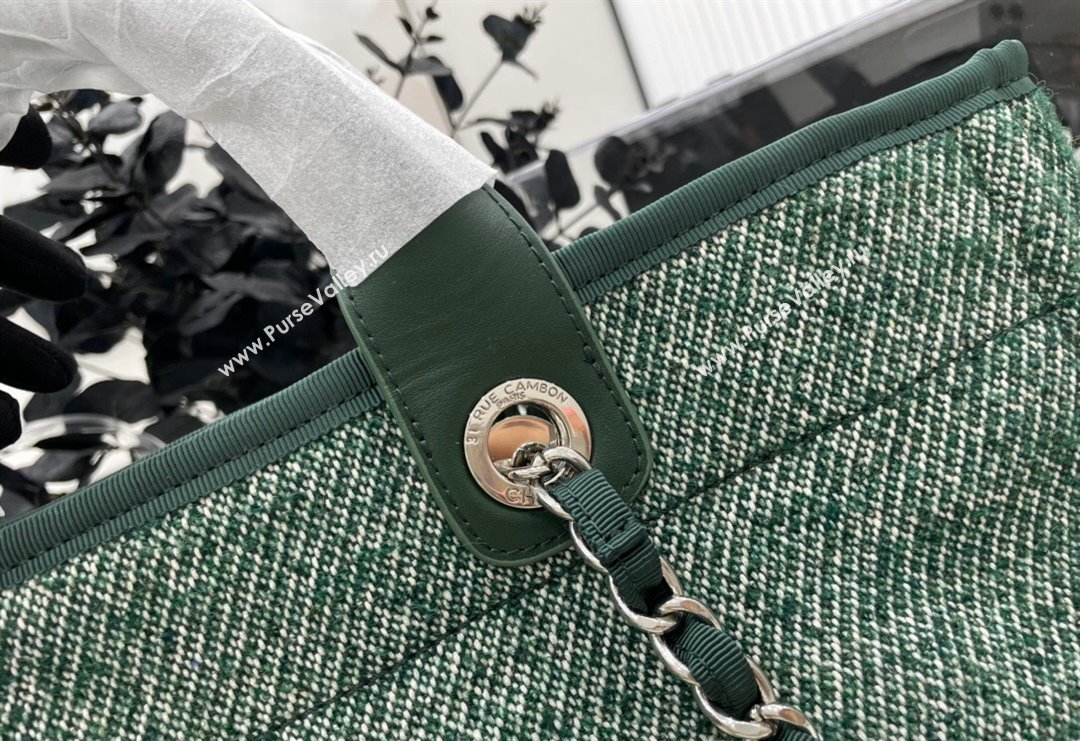 Chanel Deauville Wool Large Shopping Bag Green 2023 A66941 (yezi-231127072)