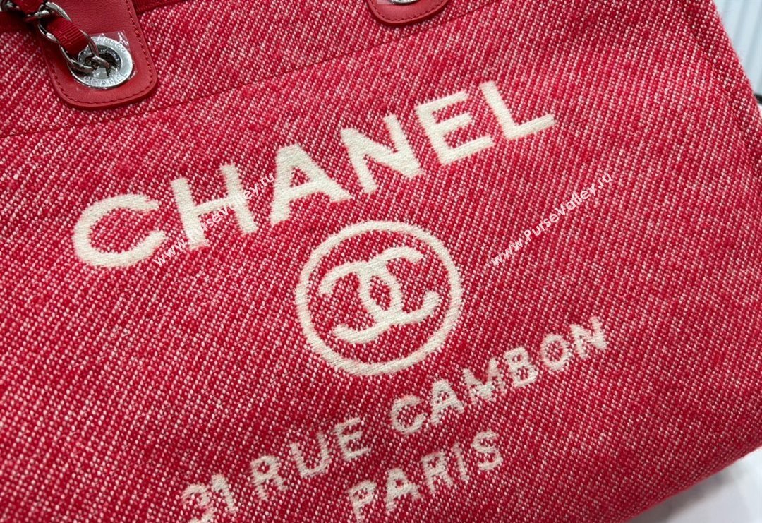 Chanel Deauville Wool Large Shopping Bag Red 2023 A66941 (yezi-231127073)