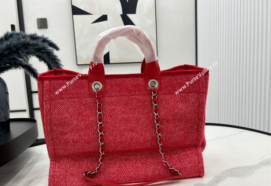 Chanel Deauville Wool Large Shopping Bag Red 2023 A66941 (yezi-231127073)