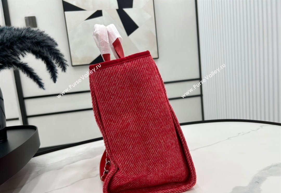 Chanel Deauville Wool Large Shopping Bag Red 2023 A66941 (yezi-231127073)