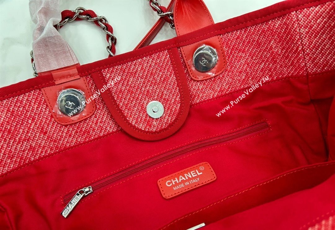 Chanel Deauville Wool Large Shopping Bag Red 2023 A66941 (yezi-231127073)